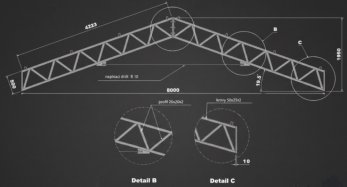 Oceľová konštrukcia 8×6 m – pozinkovaná