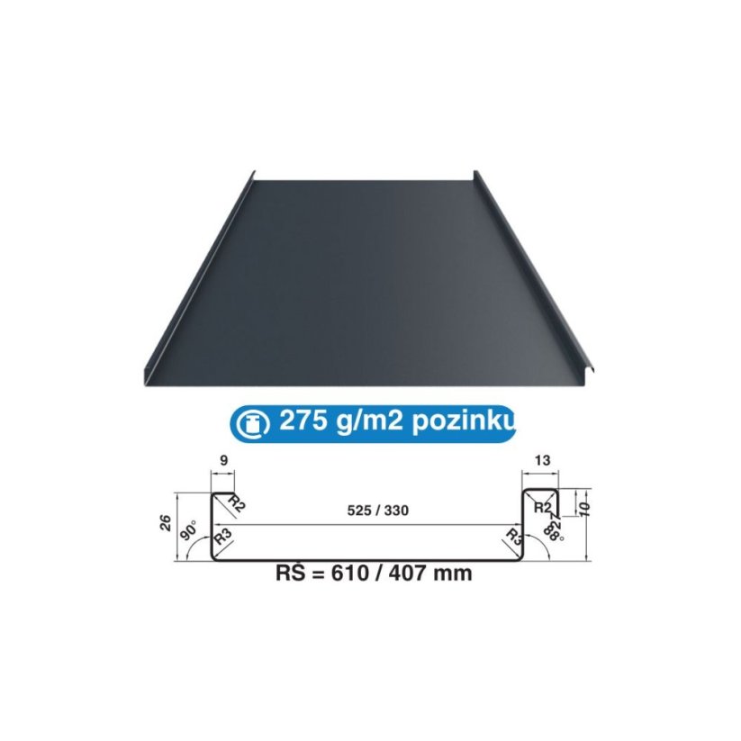 Falcovaná krytina ROVA SEAMLINE FOP 330