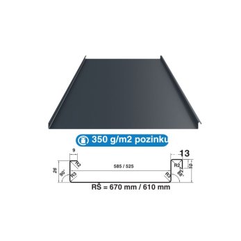 Falcovaná krytina ROVA SEAMLINE PLX Durafrost 525
