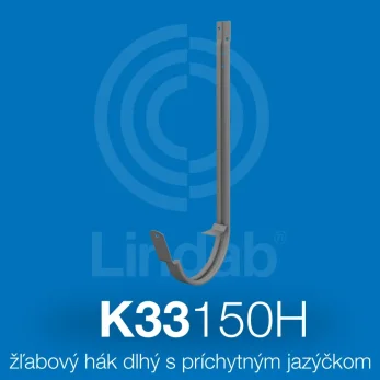 150H K33 - Žľabový hák hlboký s príchytným jazýčkom